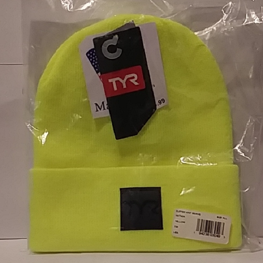 TYR Neon Yellow Fold-Over Cuff Beanie